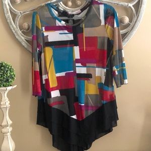 Sheer geo print blouse